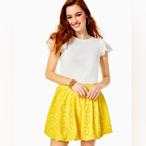 Lilly Pulitzer | Women's Leah Eyelet Skirt Yellow Size 8 NWT - Picture 1 of 6